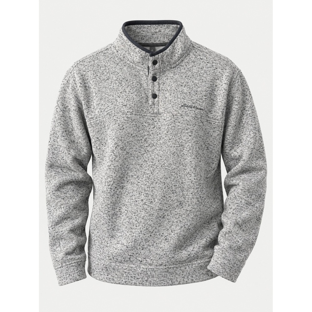 Eddie Bauer Mens 2XL Radiator Fleece Snap Mock Neck Pullover Cream Gray Outdoor